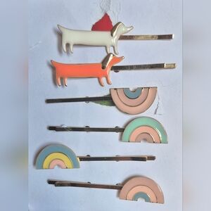 Meri Meri Sausage Dogs & Rainbows Hair Slides For Girls,6 Pcs.